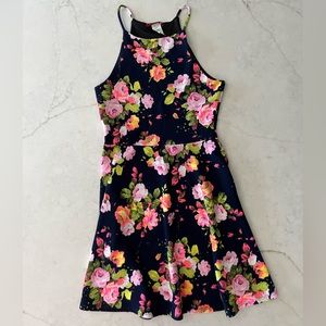 Navy and floral skater dress, size Small